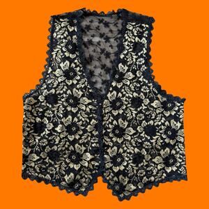 90's vintage sunflower lace vest L/XL